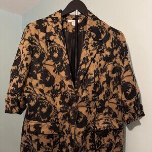 Coldwater Creek Women's Knit-Look 3/4 Gathered Sleeve Blazer Size XL 18